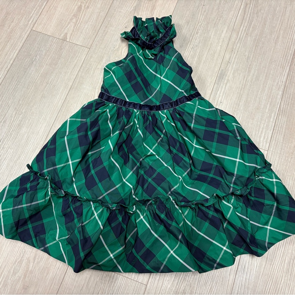 Janie and Jack Green and Navy Plaid Dress